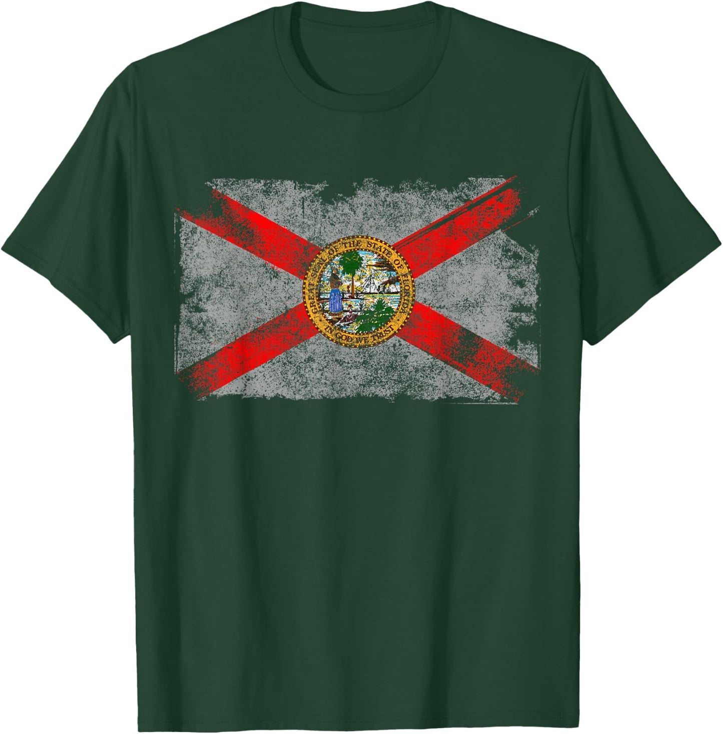 Distressed Vintage Retro USA Patriotic FL State Florida Flag T-Shirt - T-Shirt | Forest