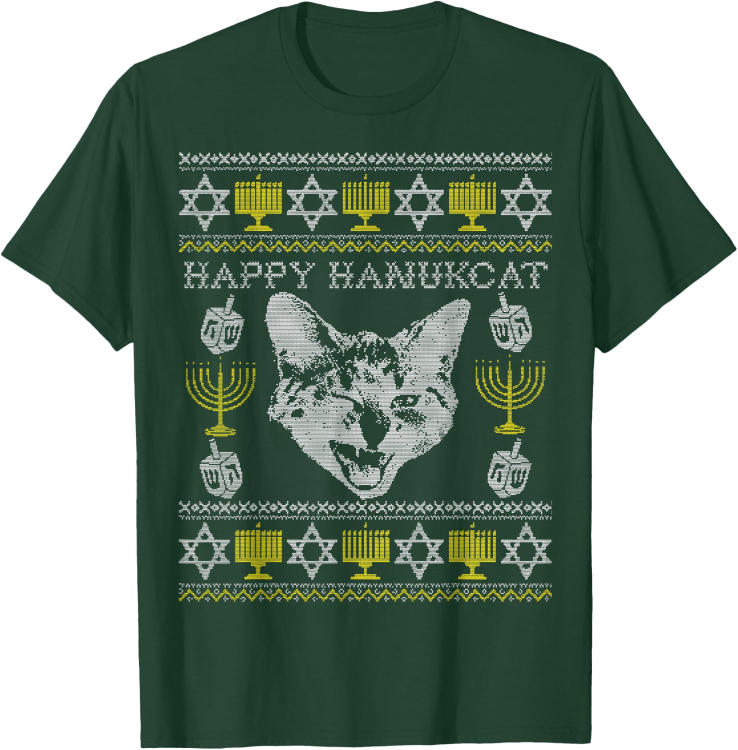 Happy Hanukcat Shirt, Hanukkah Cat, Funny Jewish Christmas T-Shirt - T-Shirt | Forest