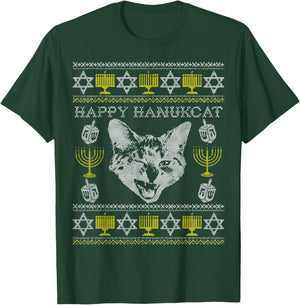 Happy Hanukcat Shirt, Hanukkah Cat, Funny Jewish Christmas T-Shirt - T-Shirt | Forest