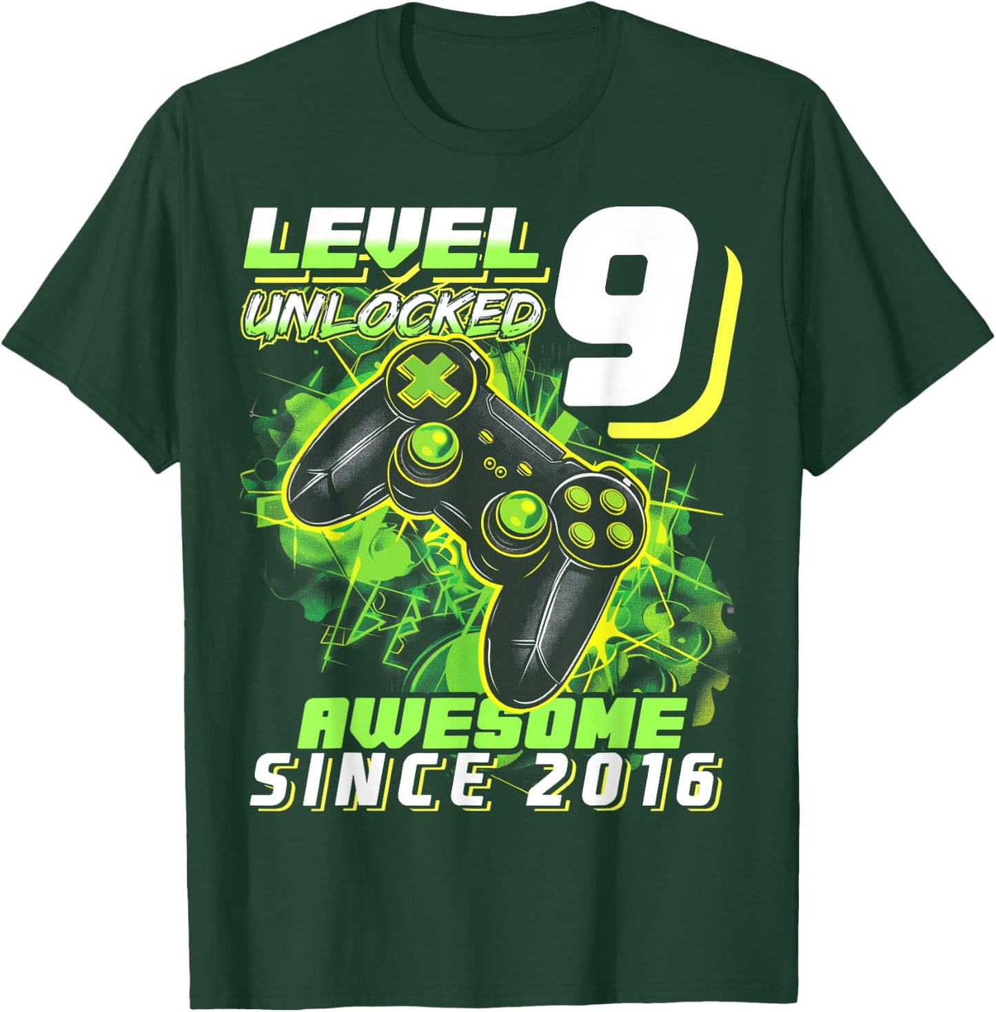 9th Birthday Boy Level 9 Gamer 9 Year Video Game Party T-Shirt - T-Shirt | Forest