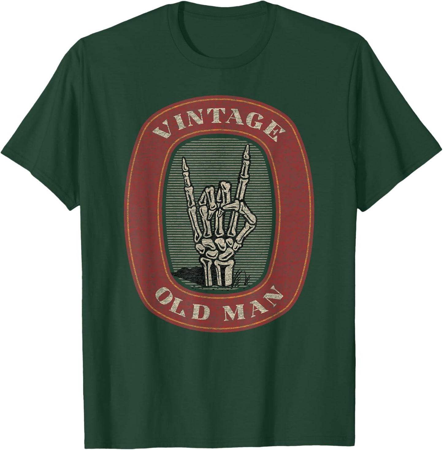 Funny Old Man Guy Vintage Graphic Skeleton Hand T-Shirt - T-Shirt | Forest