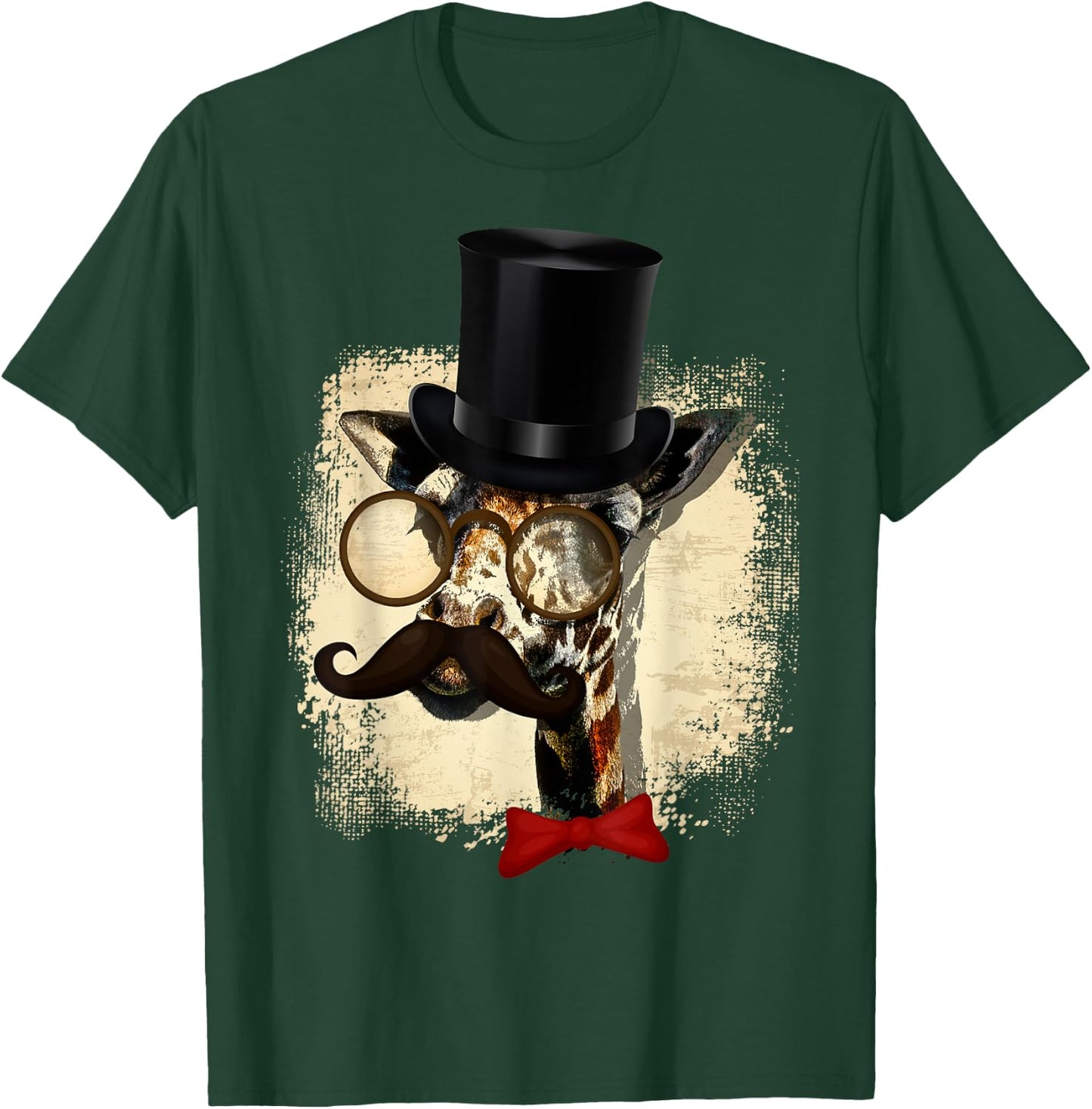 Vintage Giraffe Hat And Big Moustache Funny Gift T-Shirt - T-Shirt | Forest