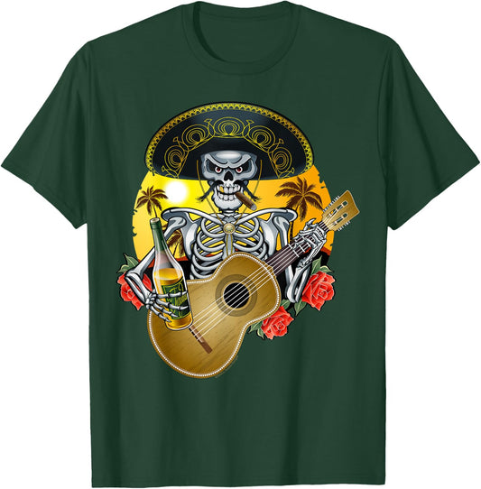 Mariachi Skeleton Dia De Los Muertos Day of the Dead T-Shirt - T-Shirt | Forest