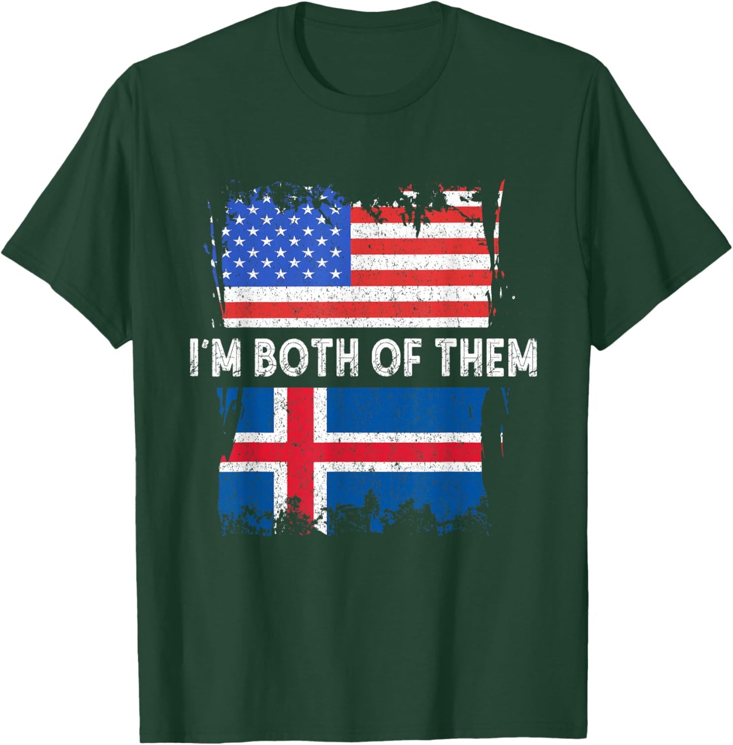 Iceland Flag USA America I'm Both Of Them Icelandic Roots T-Shirt - T-Shirt | Forest