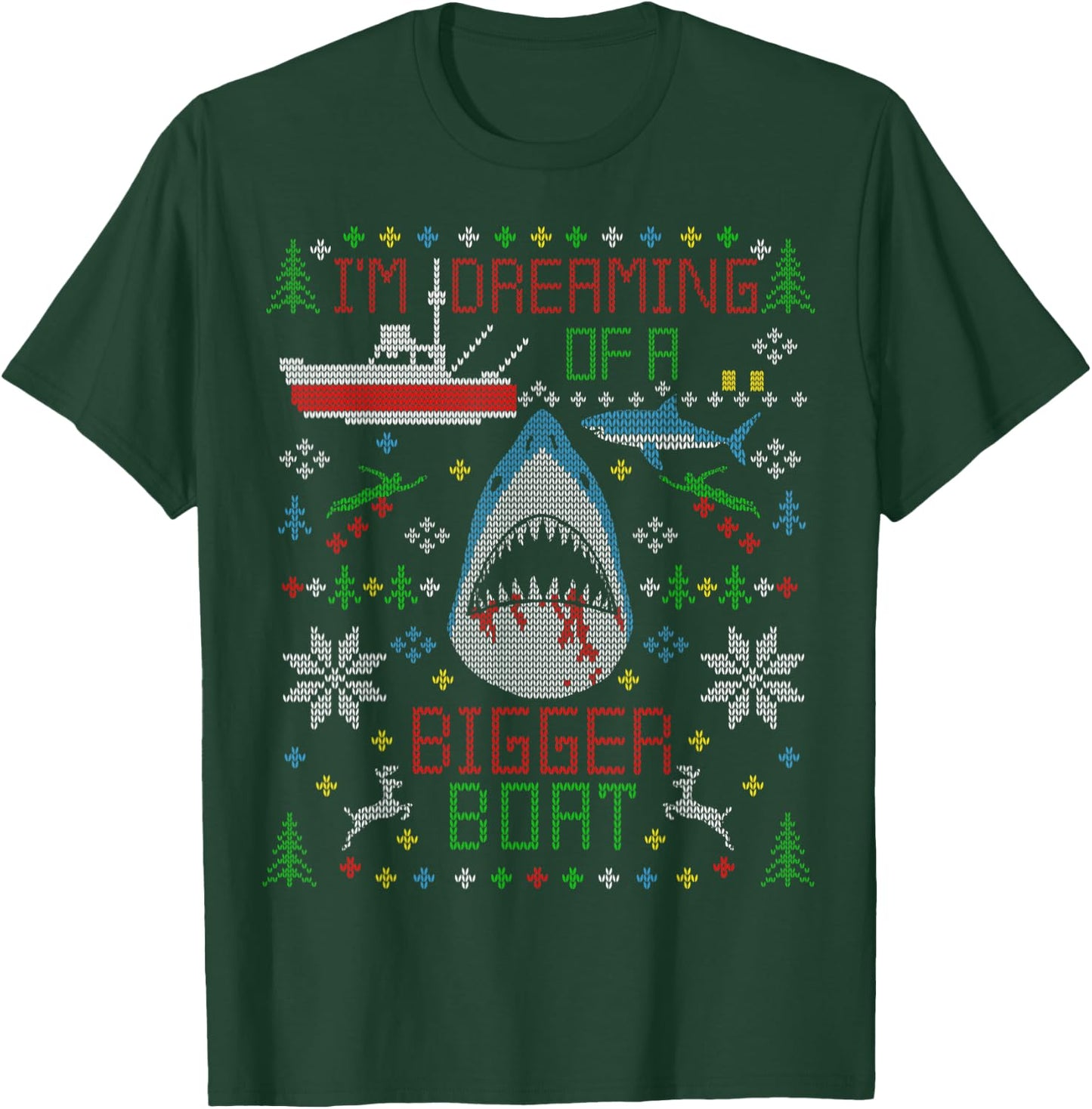 Great White Shark Fishing Ugly Christmas Sweater Party Shirt T-Shirt - T-Shirt | Forest