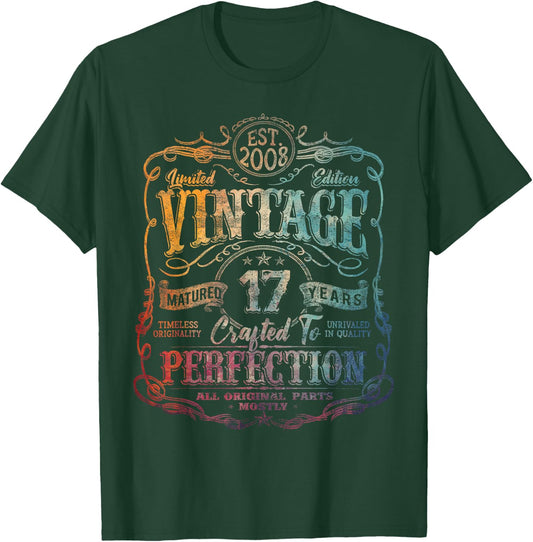 Vintage 2008 Limited Edition Shirt 17 year old 17th Birthday T-Shirt - T-Shirt | Forest