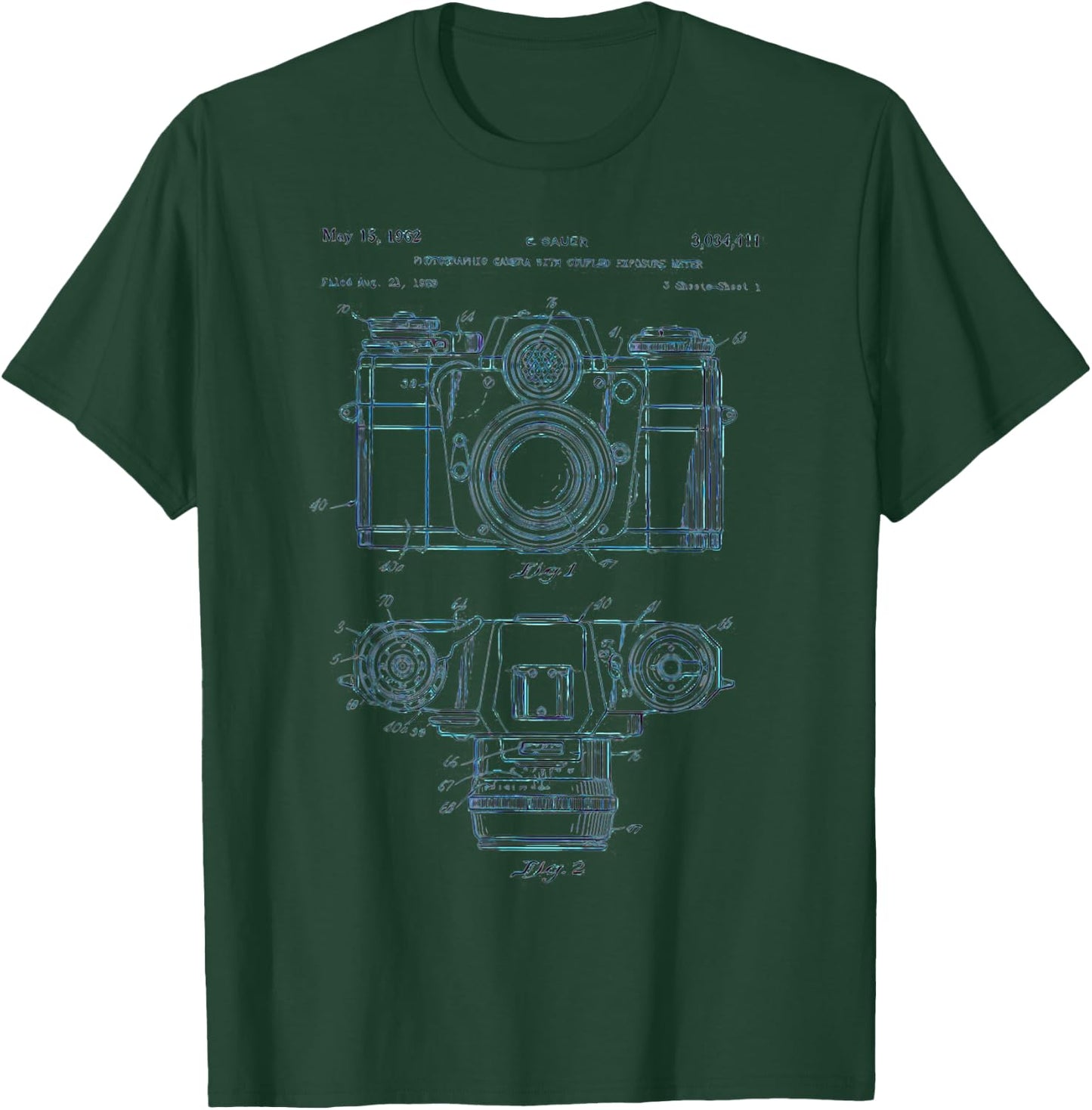 Photography Lover Gift Vintage Camera Patent Schematic T-Shirt - T-Shirt | Forest