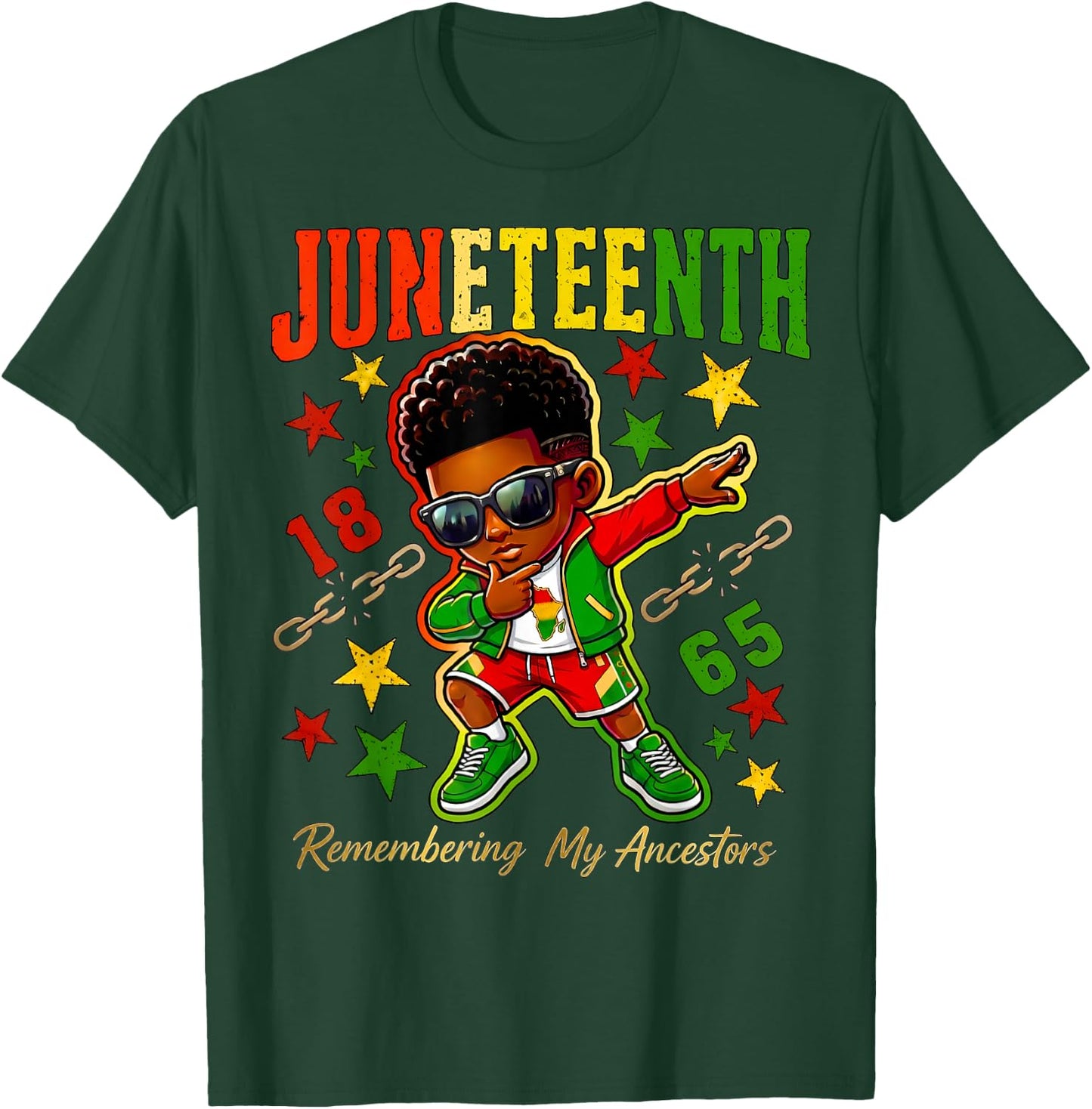 Juneteenth Remembering My Ancestors African American Boys T-Shirt - T-Shirt | Forest