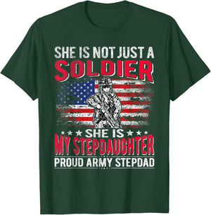 My Stepdaughter Is A Soldier Proud Army Stepdad Military Dad T-Shirt - T-Shirt | Forest