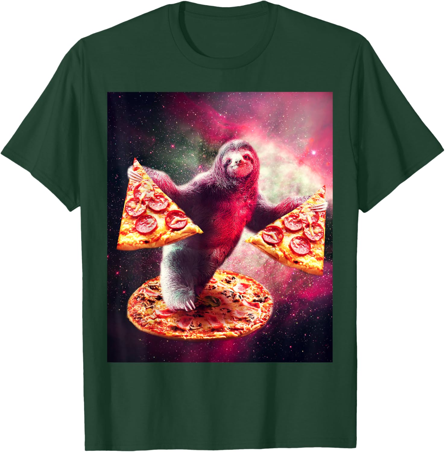 Funny Space Sloth With Pizza T-Shirt - T-Shirt | Forest