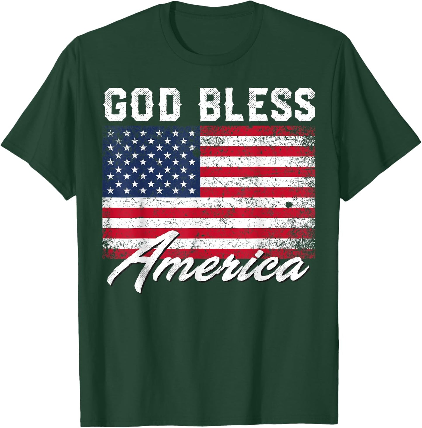 God Bless America USA Flag 4th of July Patriotic Small T-Shirt - T-Shirt | Forest