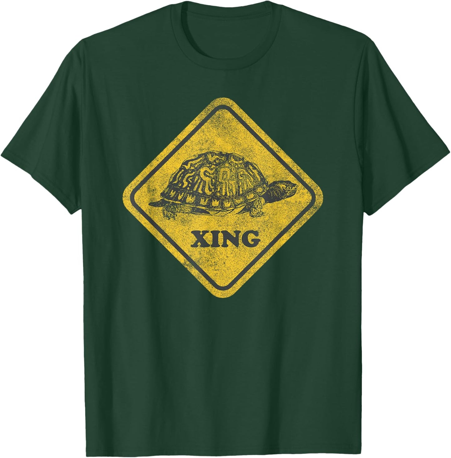 Turtle Crossing Road Sign | Box Turtle T-Shirt - T-Shirt | Forest