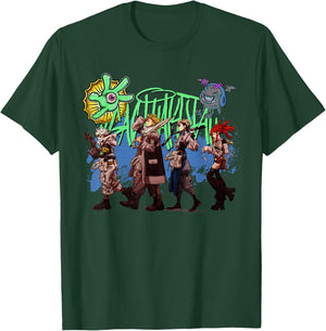 Main Character Walking Line-Up with Logo Anime T-Shirt - T-Shirt | Forest