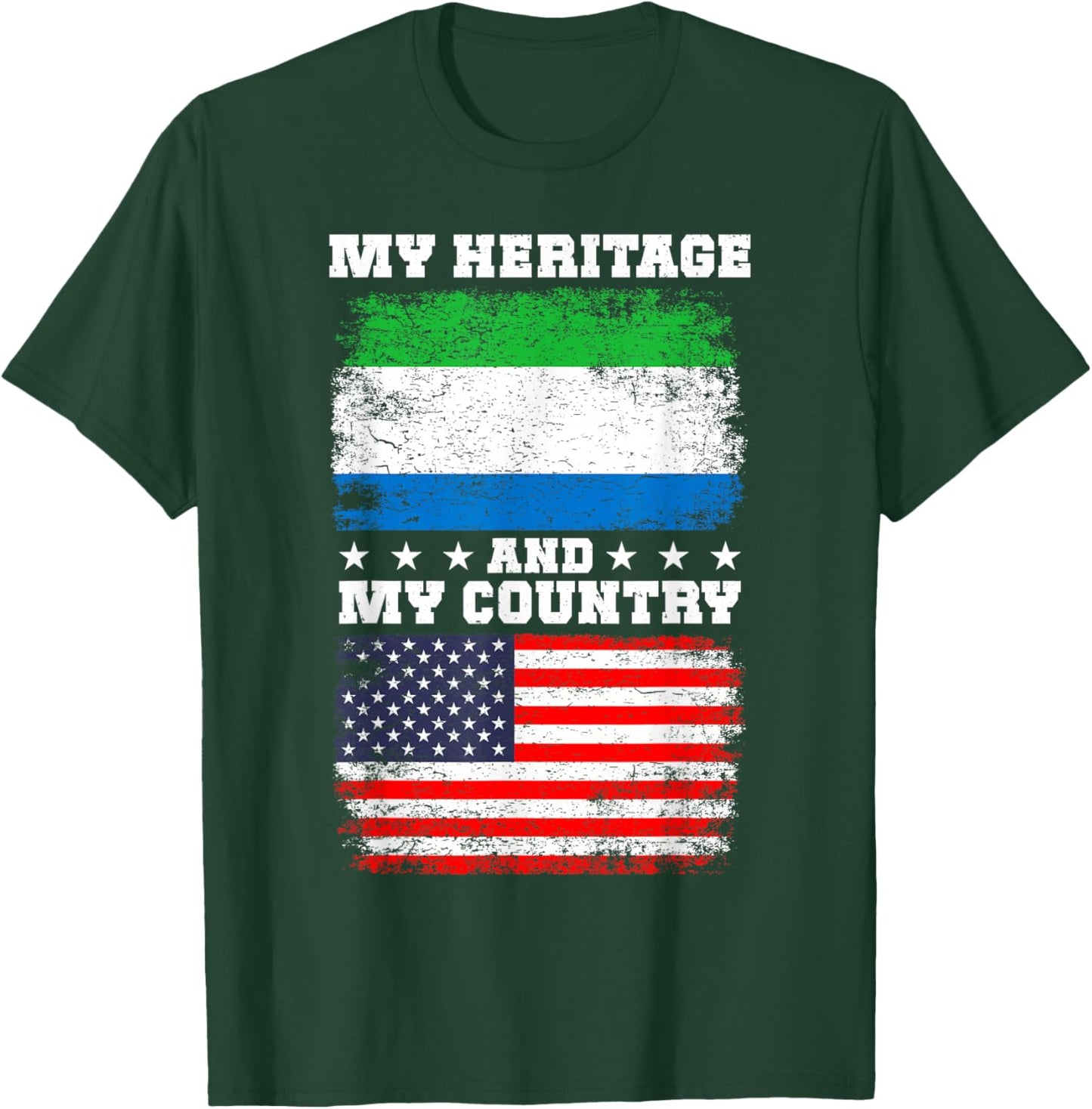 Sierra Leonean Heritage American Outfit US Sierra Leone Flag T-Shirt - T-Shirt | Forest