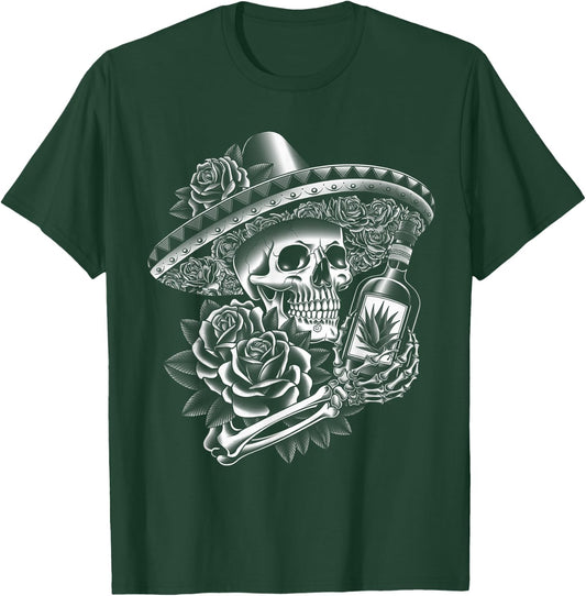 Mexico Vintage Skeleton Tequila Dia De Los Muertos Mexican T-Shirt - T-Shirt | Forest