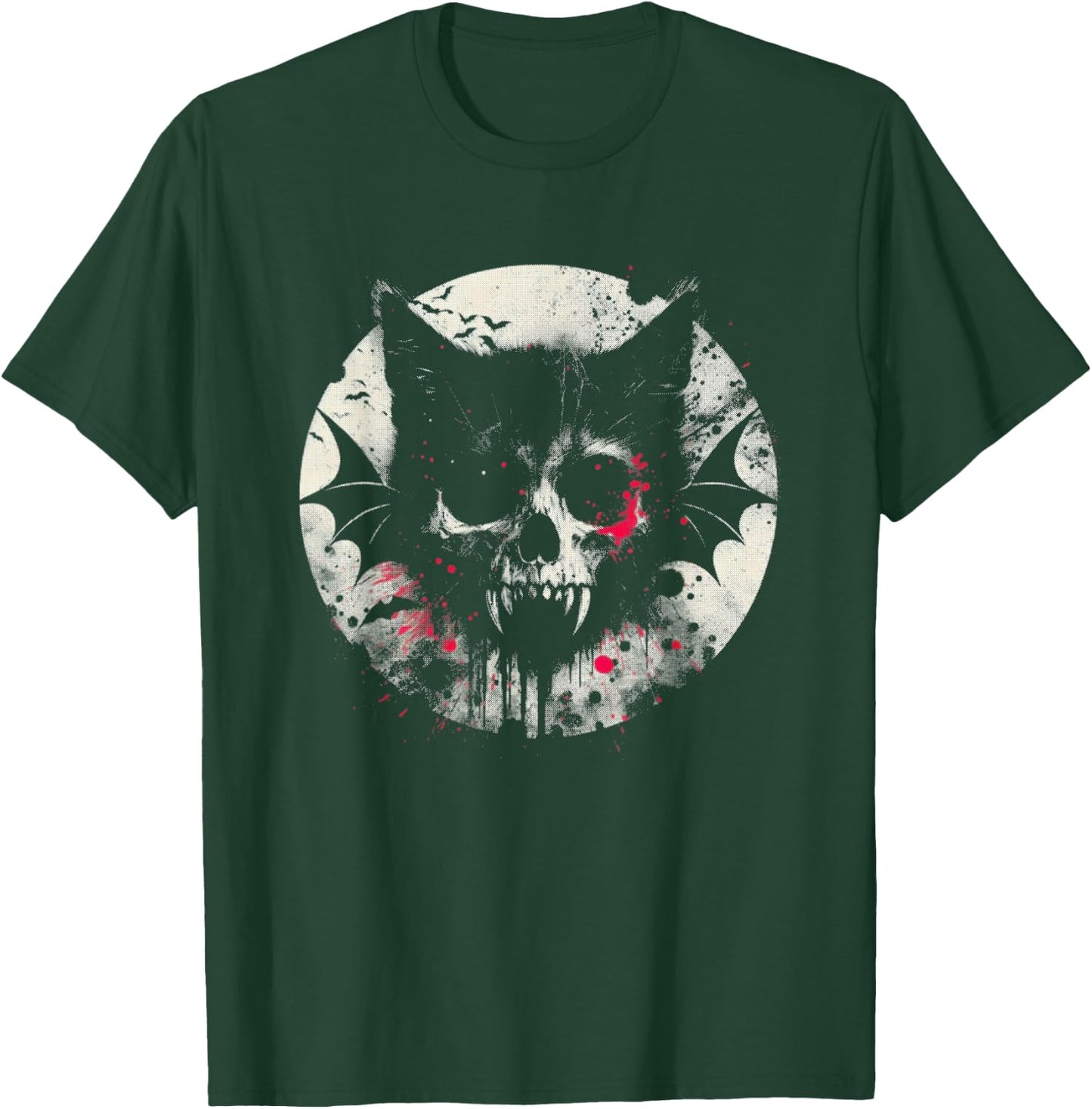 Vampire Cat Bat - Creepy Cat Monster Halloween Lover T-Shirt - T-Shirt | Forest