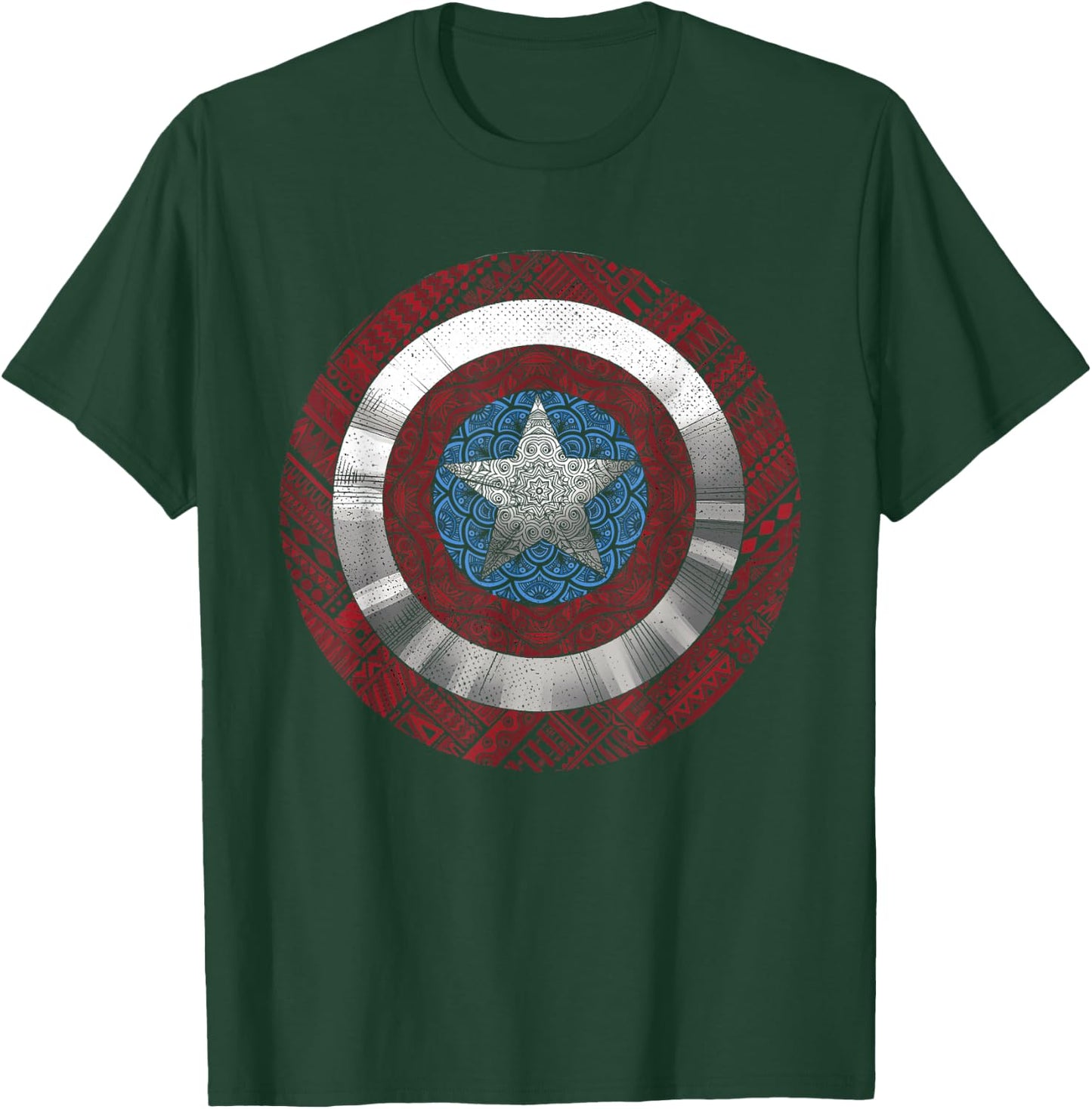 Marvel Comics Captain America Avenger Ornate Shield T-Shirt - T-Shirt | Forest