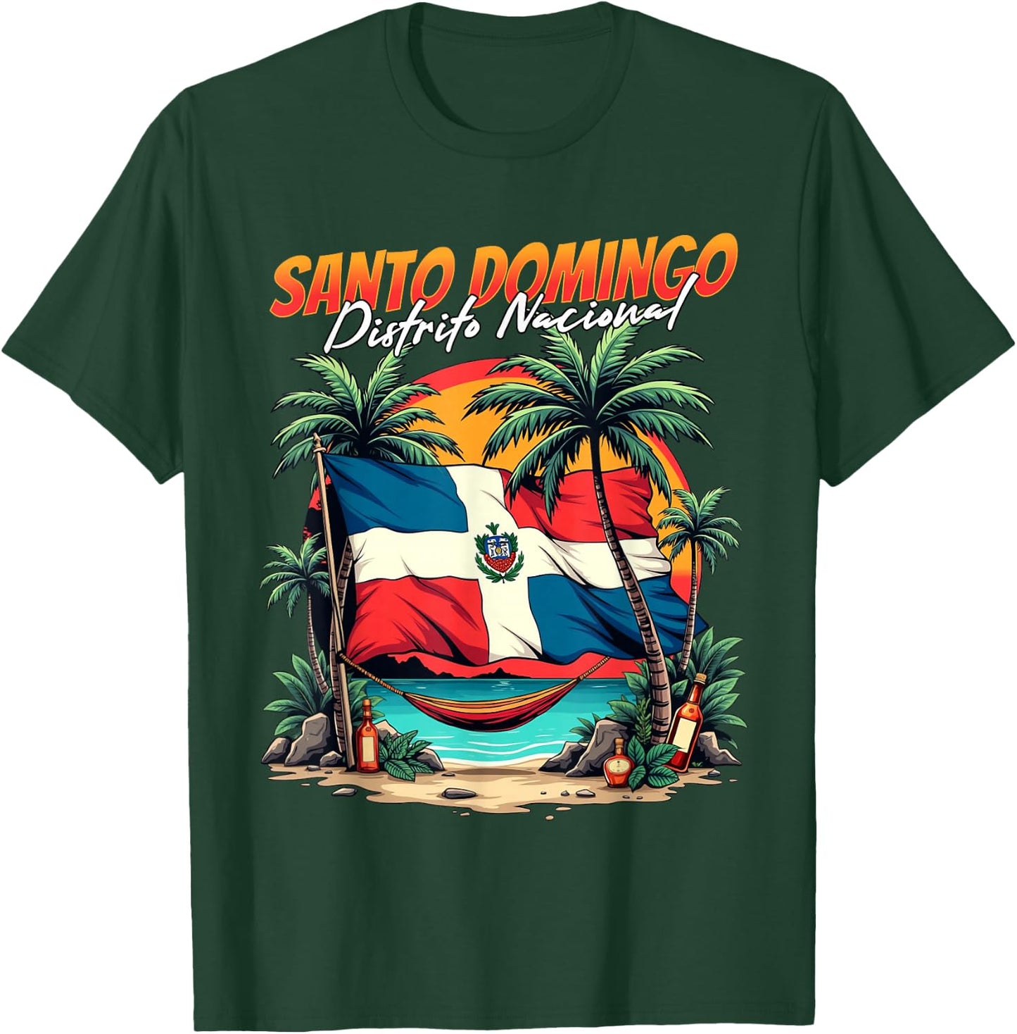 Santo Domingo Dominican Republic Flag Beach Vacation T-Shirt - T-Shirt | Forest