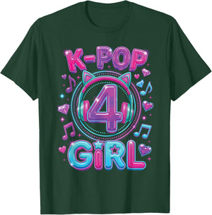 K-Pop 4th Birthday Girls 4 Year Old Girl T-Shirt - T-Shirt | Forest