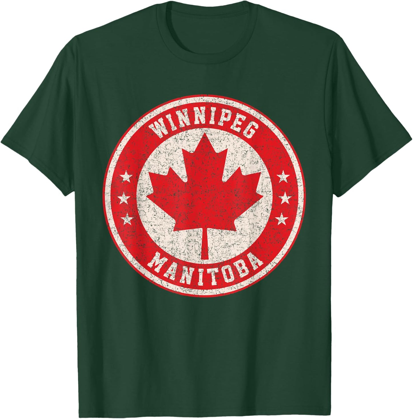 Winnipeg Manitoba Canada Maple Leaf Sign Distressed Print T-Shirt - T-Shirt | Forest