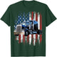 Trucker American Flag Truck Driver Truck Driver Gift T-Shirt - T-Shirt | Forest