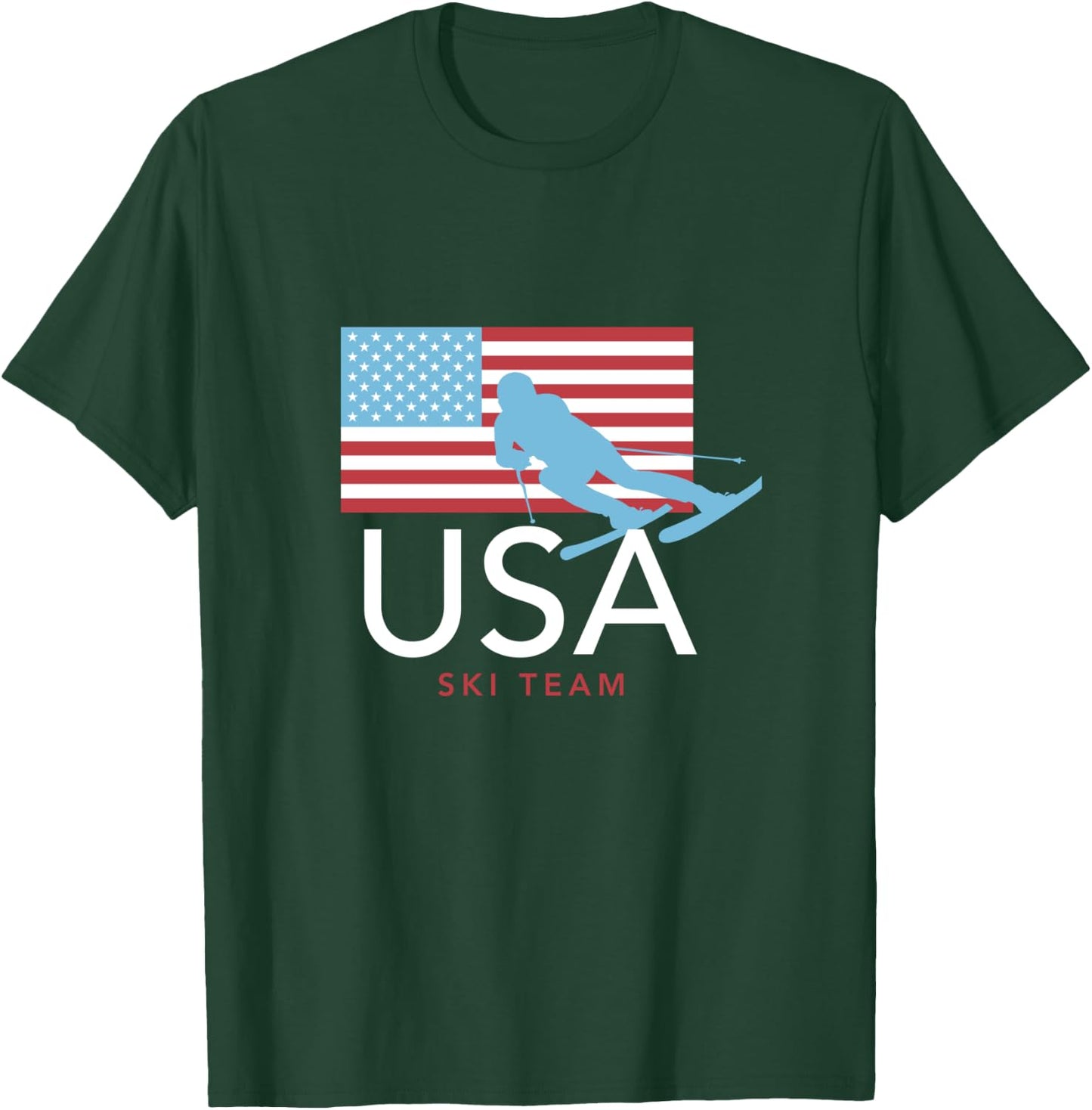 USA Ski Team American Flag : Winter Sports Games T-Shirt - T-Shirt | Forest