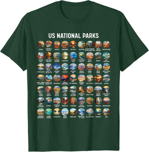 All US National Park Checklist Bucket List Of National Parks T-Shirt - T-Shirt | Forest