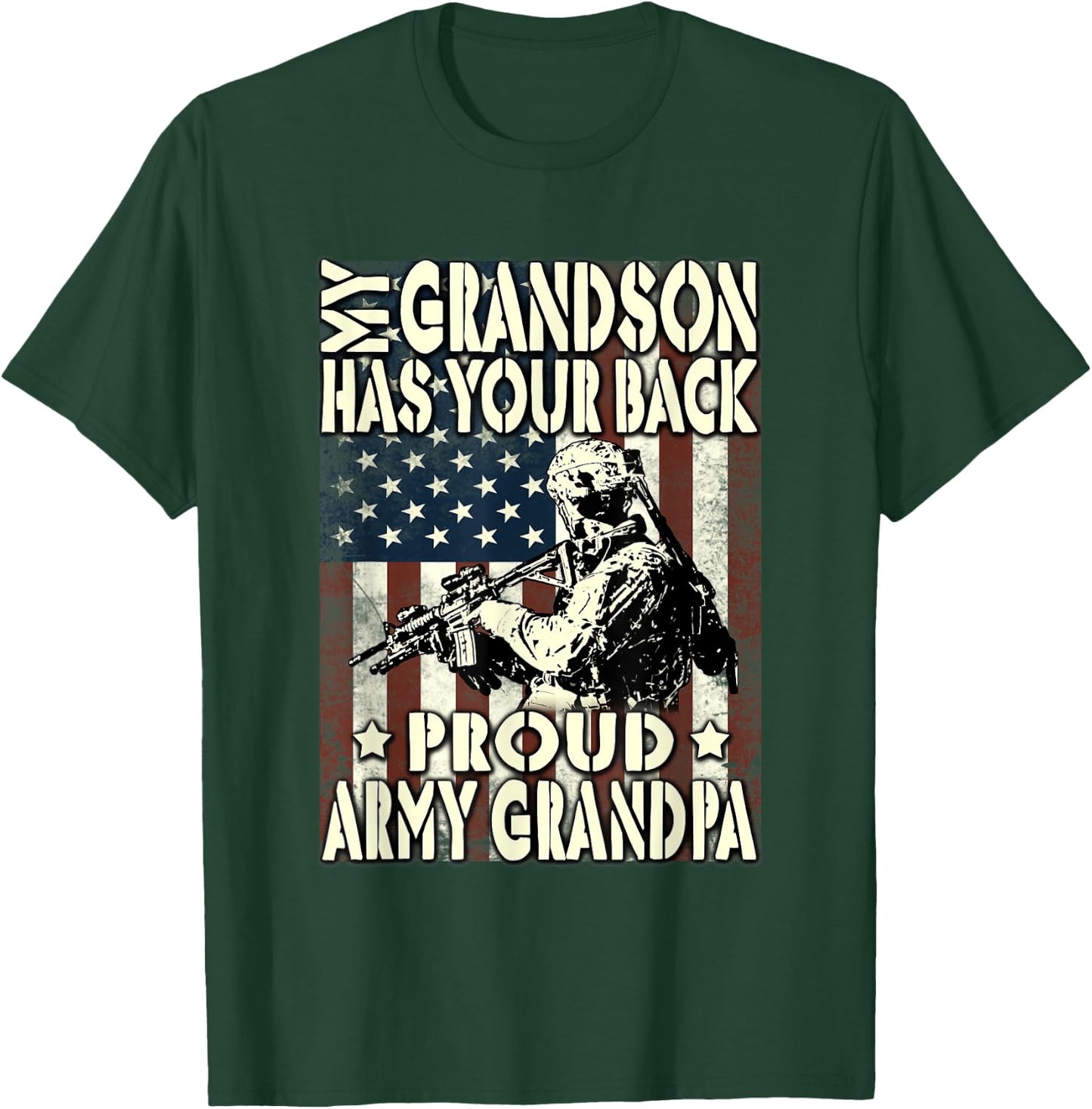 My Grandson Has Your Back Proud Army Grandpa T Shirt T-Shirt - T-Shirt | Forest