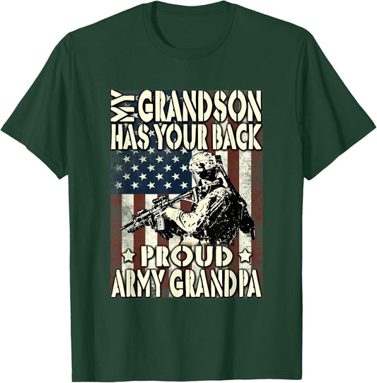 My Grandson Has Your Back Proud Army Grandpa T Shirt T-Shirt - T-Shirt | Forest