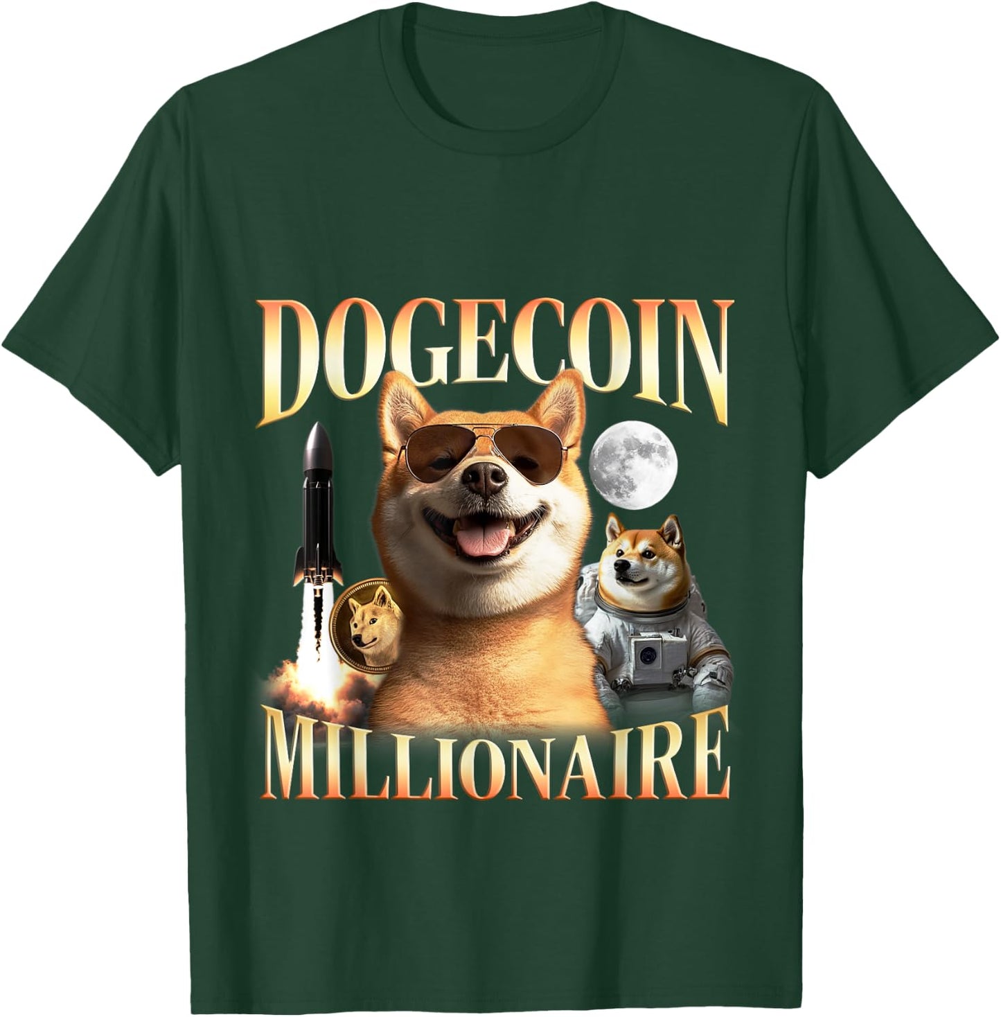 Doge Coin Millionaire - DOGE Coin To The Moon Designs T-Shirt - T-Shirt | Forest