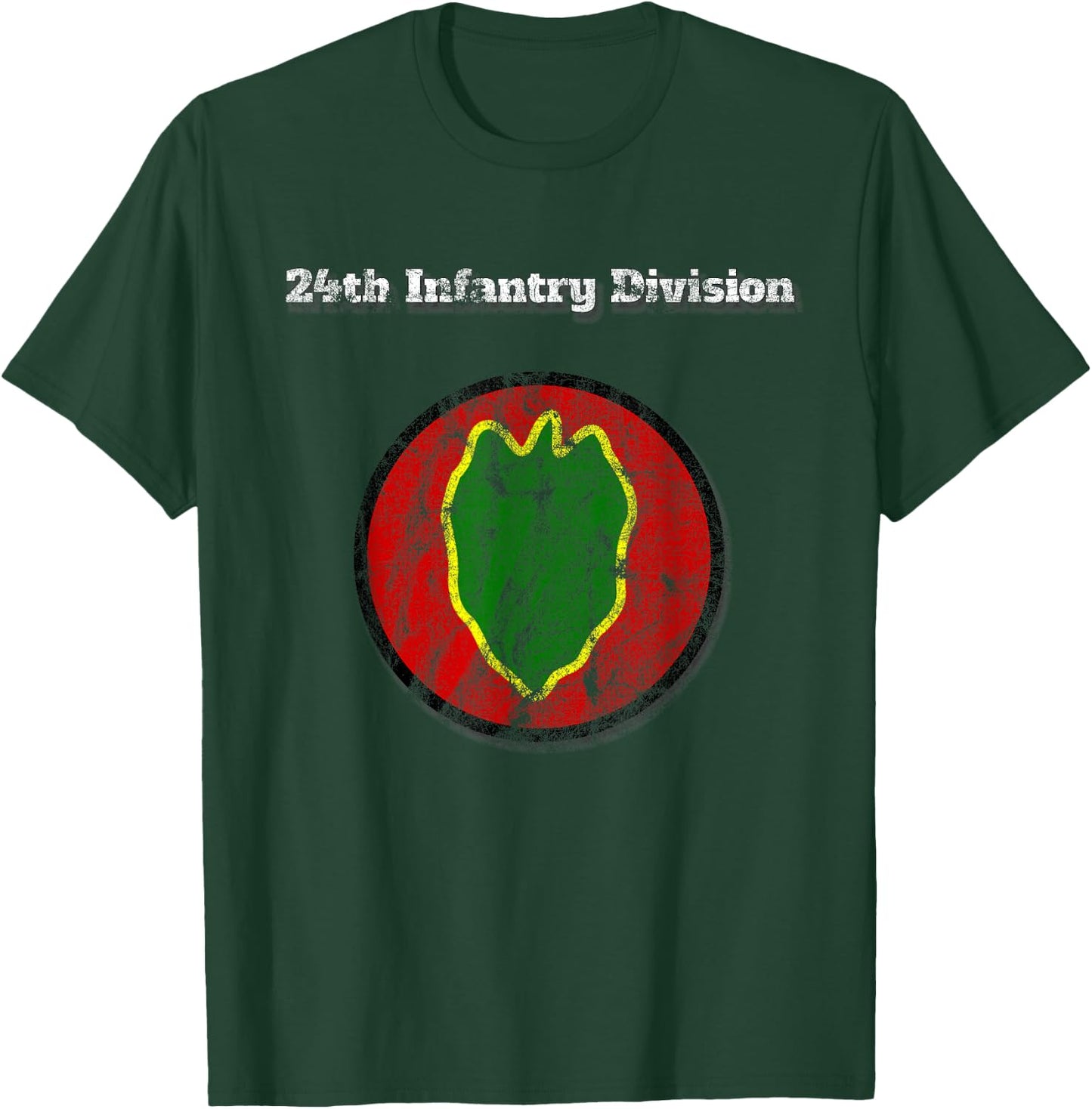 24th Infantry Division Distressed Military Design T-Shirt - T-Shirt | Forest