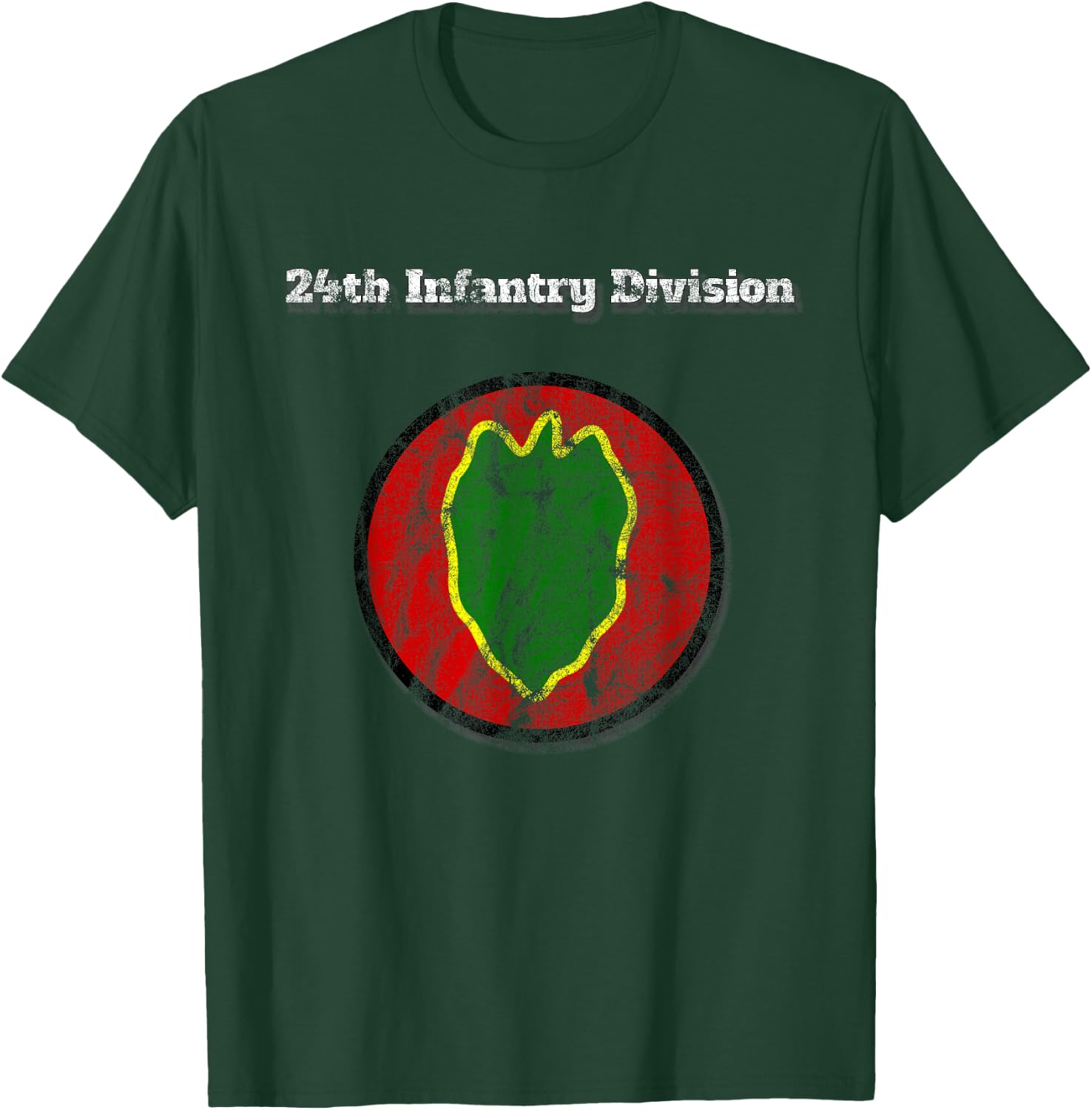 24th Infantry Division Distressed Military Design T-Shirt - T-Shirt | Forest