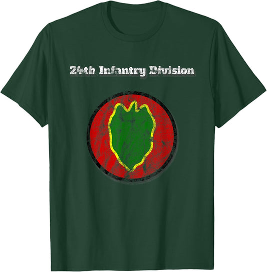 24th Infantry Division Distressed Military Design T-Shirt - T-Shirt | Forest