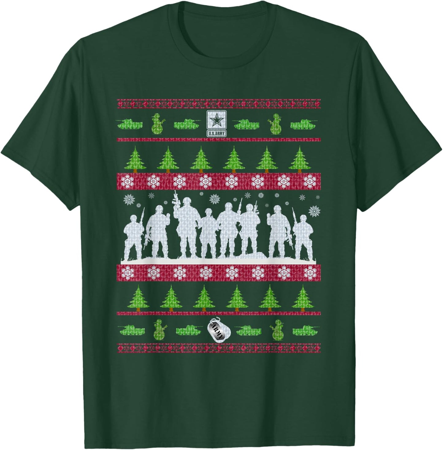 US Army Ugly Christmas Sweater Military T-Shirt - T-Shirt | Forest