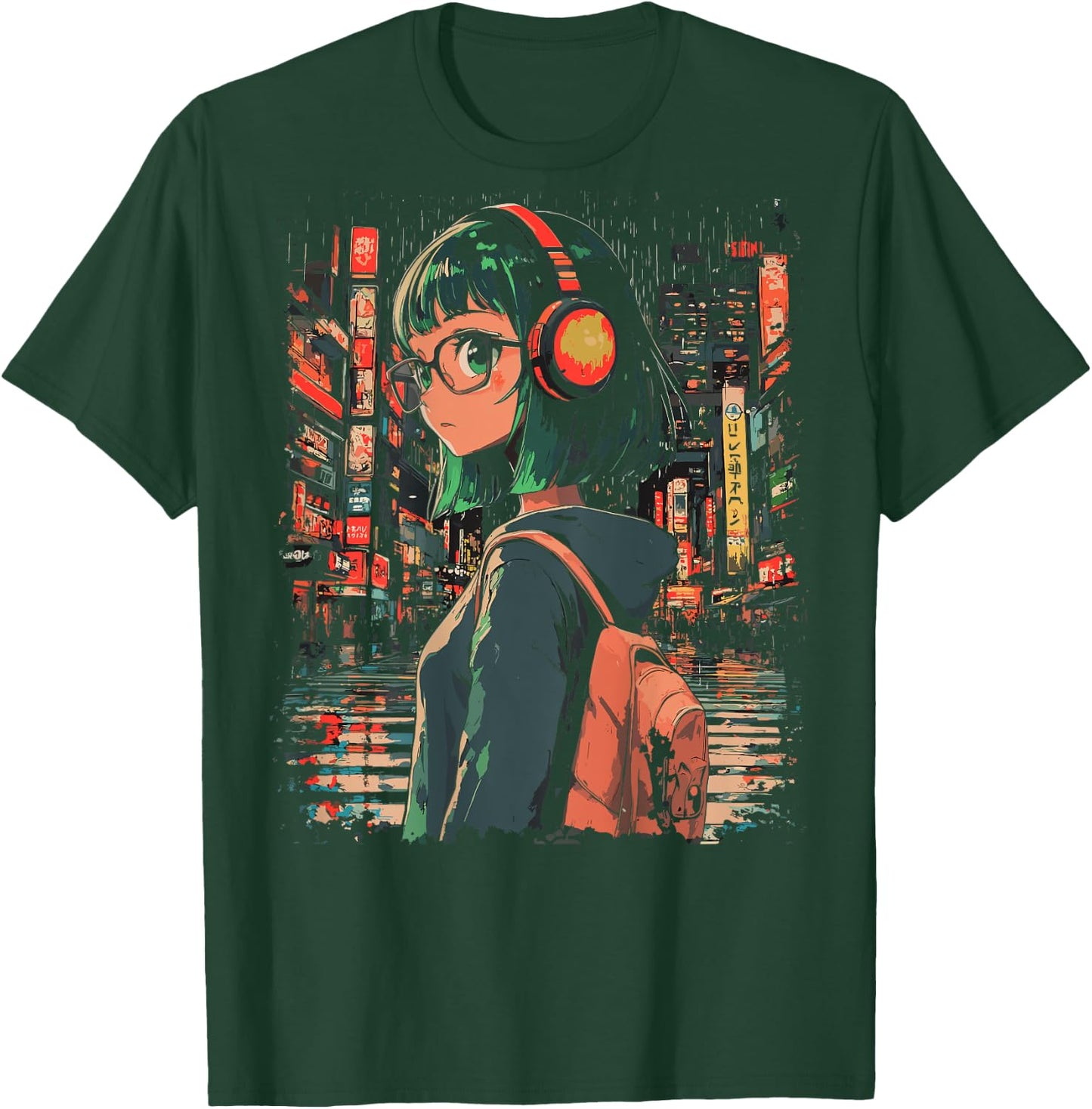 Anime Girl Japan Back Printed Graphic T-Shirt - T-Shirt | Forest