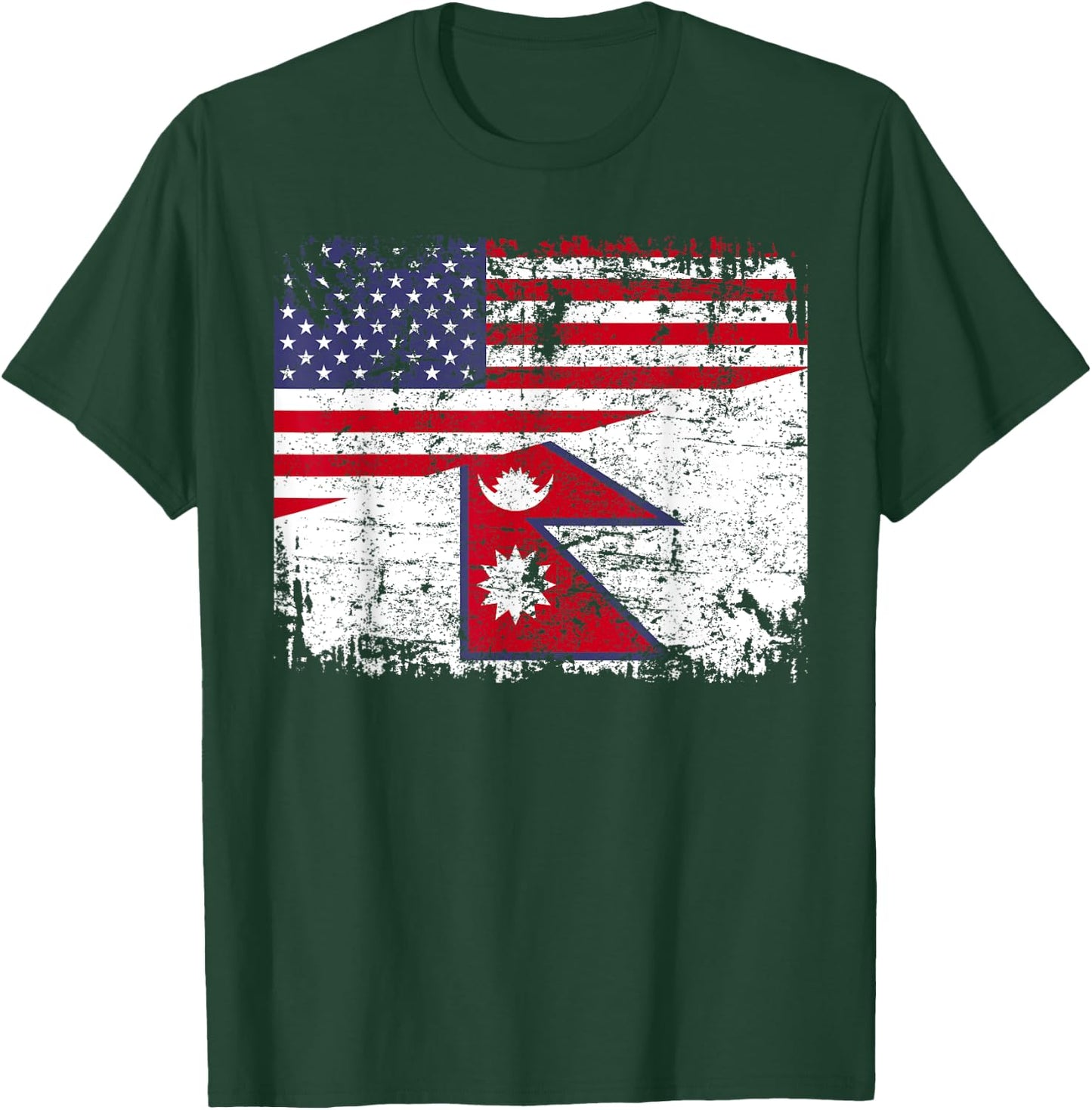 NEPALESE ROOTS | Half American Flag | NEPAL Kids Men T-Shirt - T-Shirt | Forest