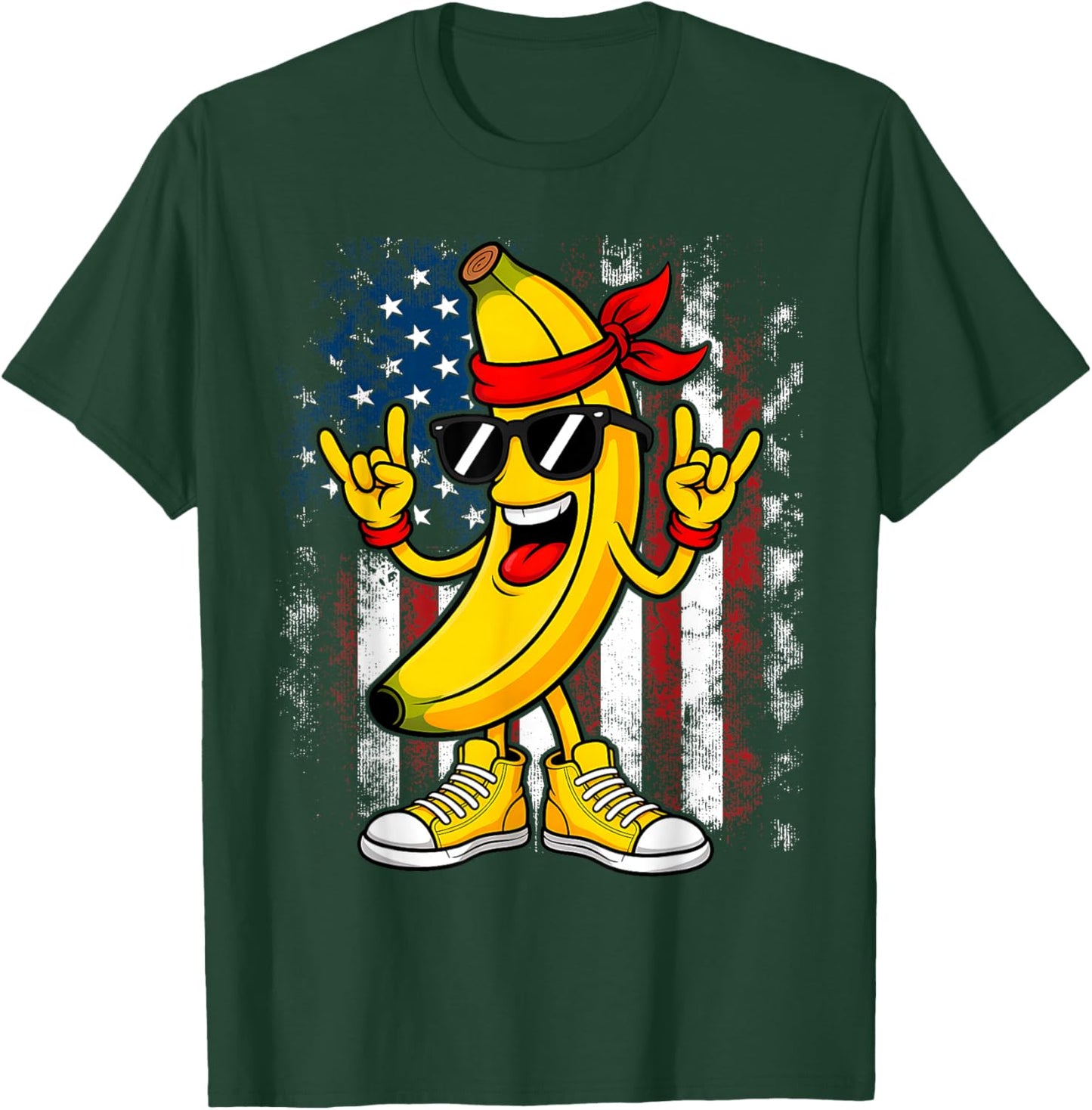 Graphic Proud Name Retro American Flag Bananas Lover T-Shirt - T-Shirt | Forest