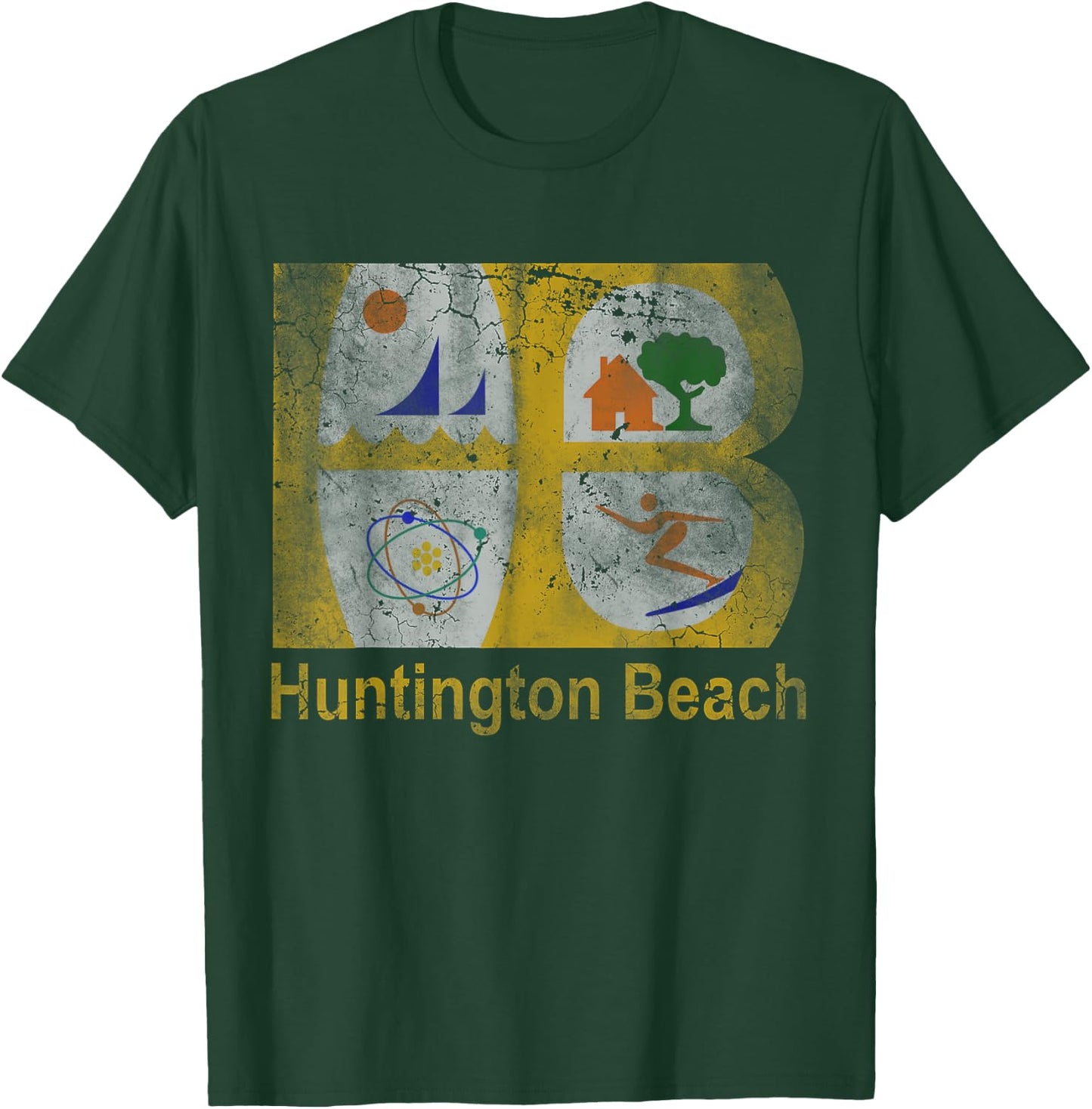 Huntington Beach Flag California Home Love Family Vacation T-Shirt - T-Shirt | Forest