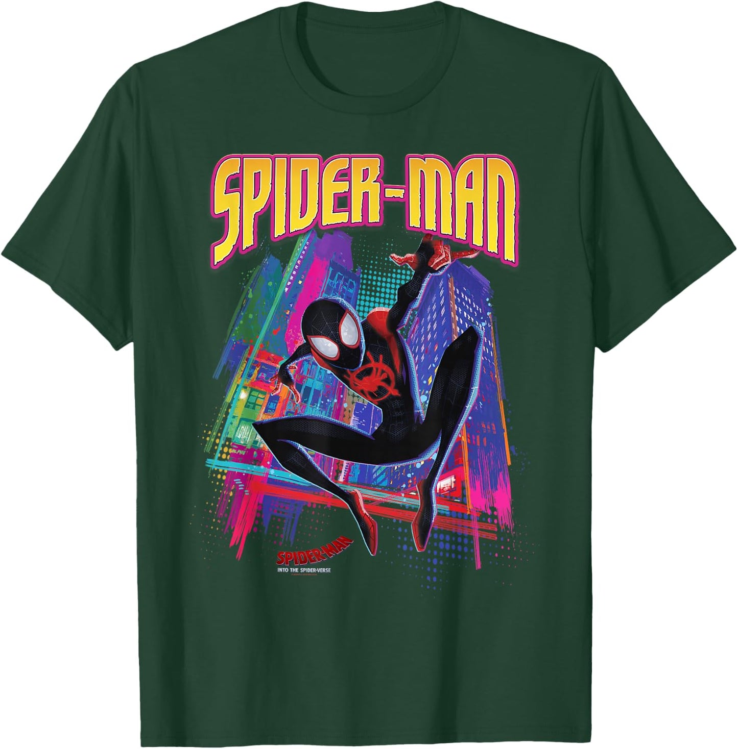 Marvel Into The Spider-Verse Neon Skyline T-Shirt - T-Shirt | Forest