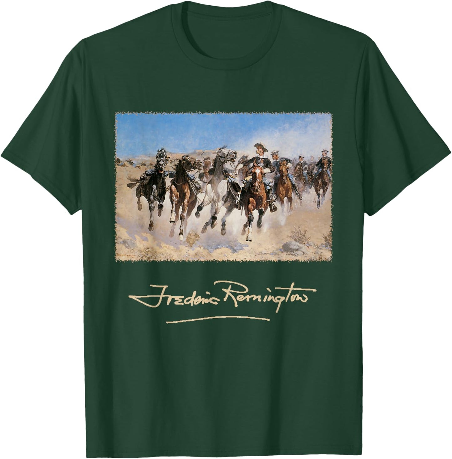 Western Cowboys on Horses by Frederic Remington T-Shirt - T-Shirt | Forest