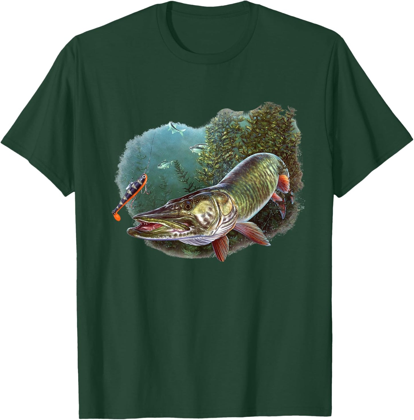 Muskie Hunter Musky Fisherman Fly Fishing Lure Novelty T-Shirt - T-Shirt | Forest
