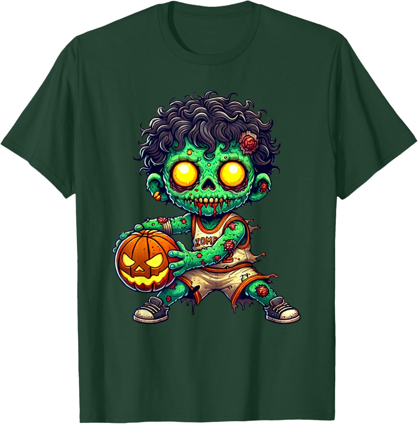 Halloween Zombie Basketball Team Player Horror Graphic T-Shirt - T-Shirt | Forest