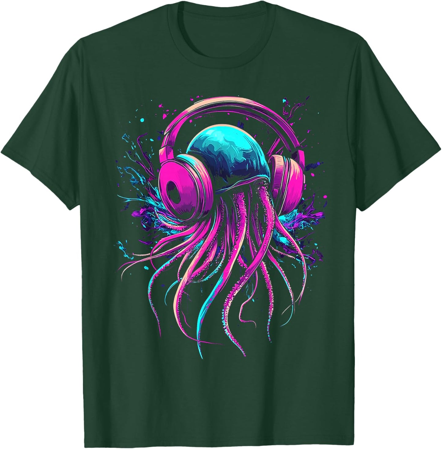 Jellyfish Animal Graphic Music Headphone Art Jellyfish T-Shirt - T-Shirt | Forest