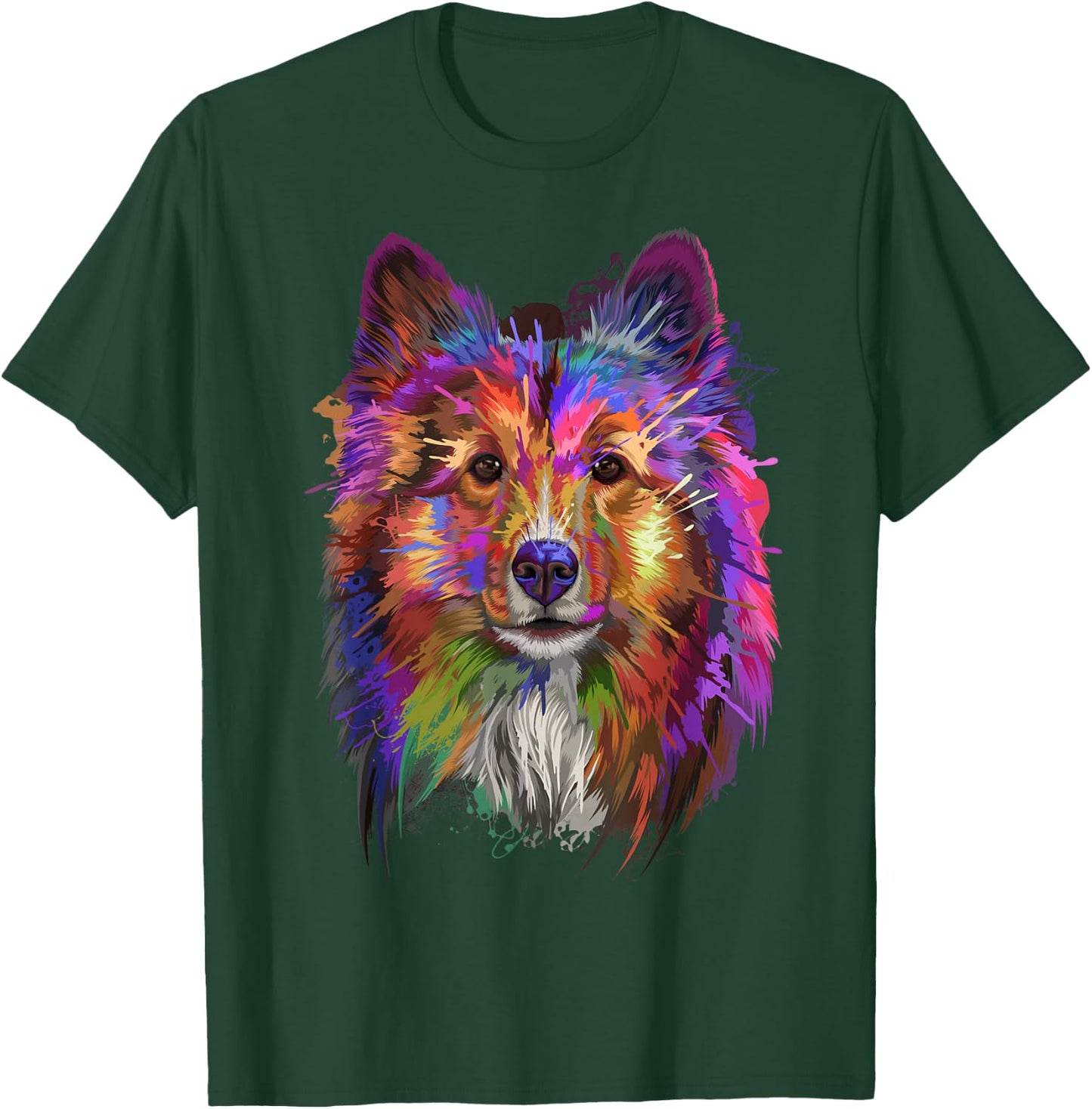 Splash Art Shetland Sheepdog | Cute Sheltie Gifts Women Girls Kids T-Shirt - T-Shirt | Forest