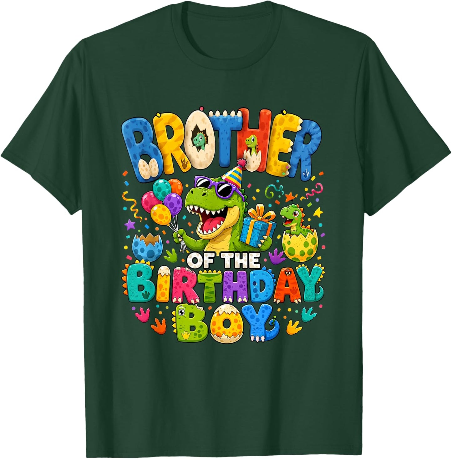 Bro Brother of The Birthday Boy Dinosaur T-Rex T-Shirt - T-Shirt | Forest