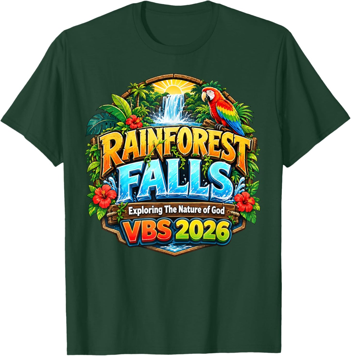 Rainforest Falls Exploring The Nature of God VBS 2026 T-Shirt - T-Shirt | Forest