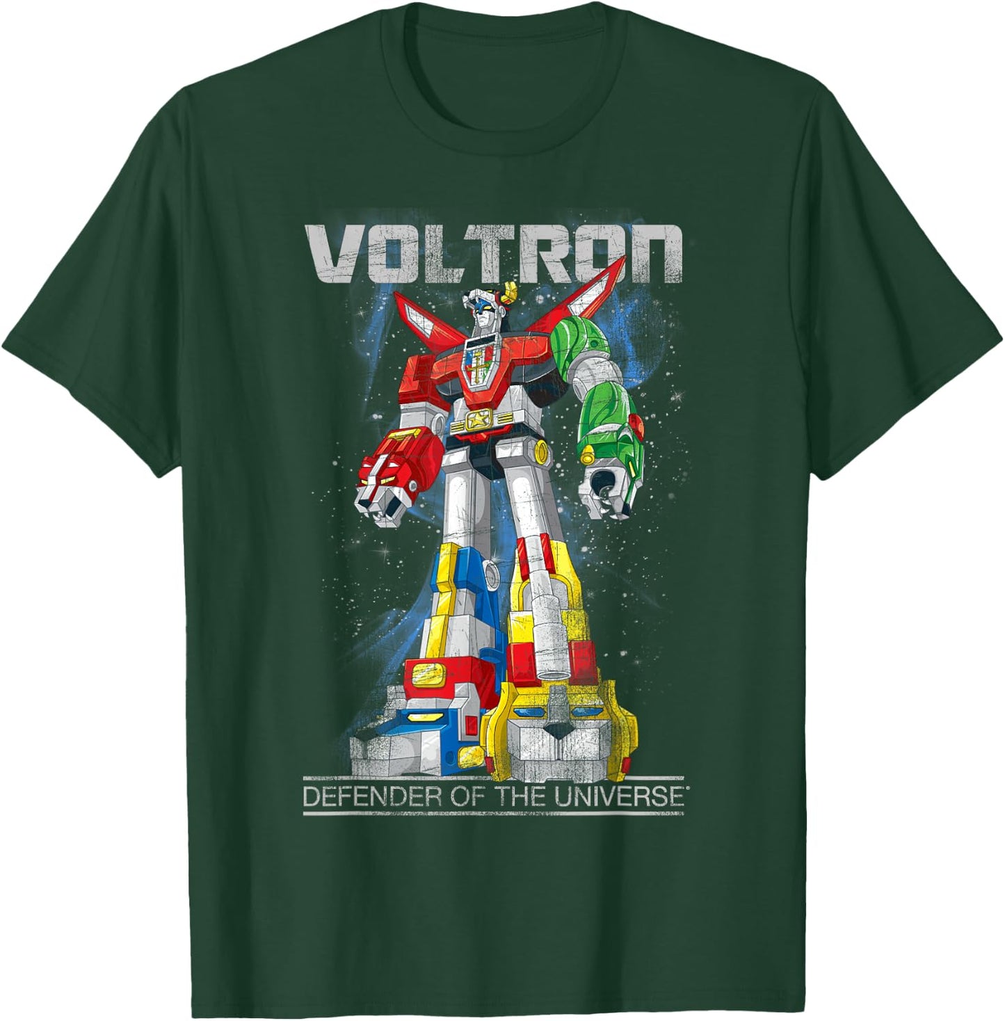 Voltron Retro Defender Space Distressed T-Shirt - T-Shirt | Forest
