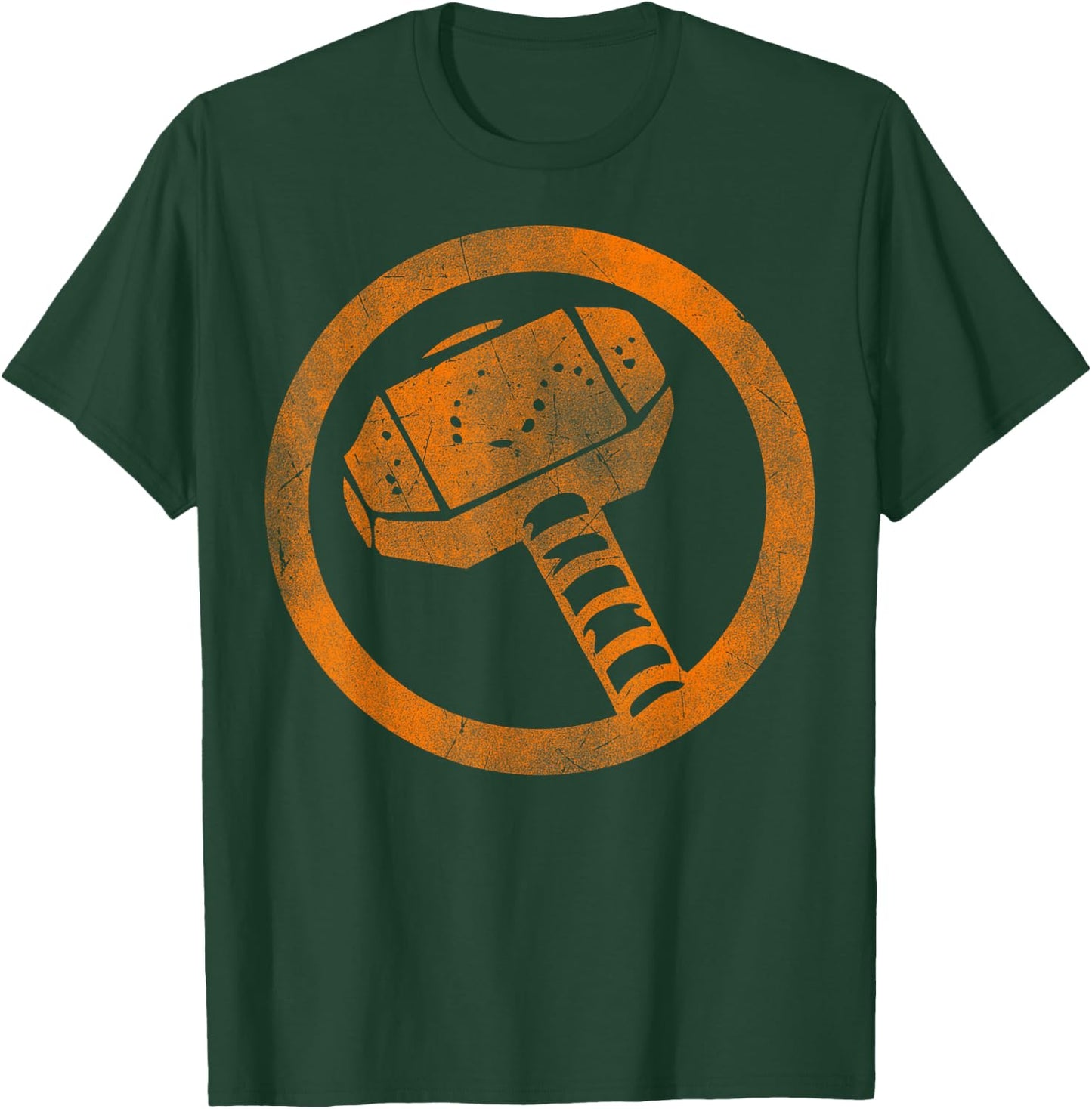 Marvel Thor Hammer Logo Orange Tonal Cut-Out Halloween T-Shirt - T-Shirt | Forest
