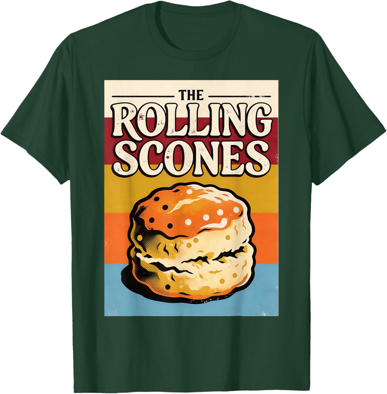 Funny Rolling Scones Retro Baking Pastry Pun T-Shirt - T-Shirt | Forest