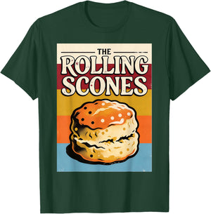 Funny Rolling Scones Retro Baking Pastry Pun T-Shirt - T-Shirt | Forest